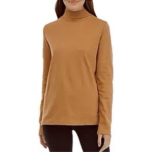 Camel Cotton Mockneck Top